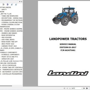Landini Tractor LANDPOWER 125 135 145 165 Service Manual and Diagrams 6624754A1 EN 1