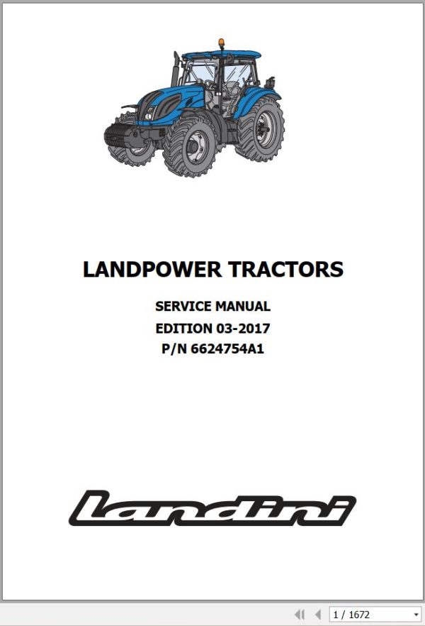 Landini Tractor LANDPOWER 125 to 165 Service Manual and Diagrams 6624754A1 1