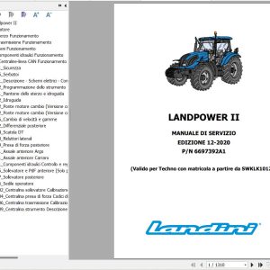 Landini Tractor LANDPOWER II 125 135 145 165 Service Manual and Diagrams 6697392A1 IT 1