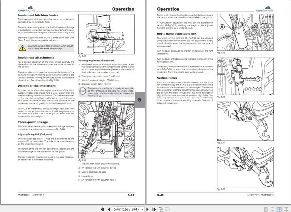 Landini Tractor LANDPOWER II 125 to 165 Operators Maintenacne Manual 6513269M4 2