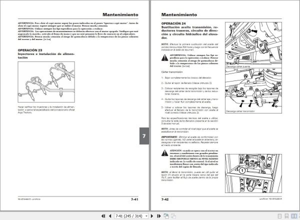 Landini Tractor LandForce 115 125 Operation and Maintenance Manual 6516466M5 ES 2