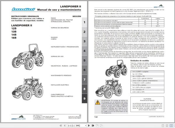 Landini Tractor LandPower II 125 135 145 165 Operation and Maintenance Manual 6513271M4 ES 1