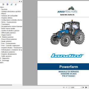 Landini Tractor Powerfarm 100 110 120 Service Manual and Diagrams 6715326A1 IT 1