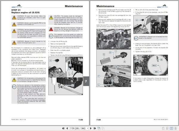 Landini Tractor Rex 3 060 F to Rex 3 080 GE Operation and Maintenance Manual 6671250A4 2