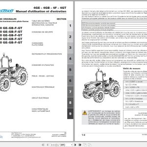 Landini Tractor Rex 4 080 GE to Rex 4 120 GT Operation and Maintenance Manual 6695503A1 FR 1