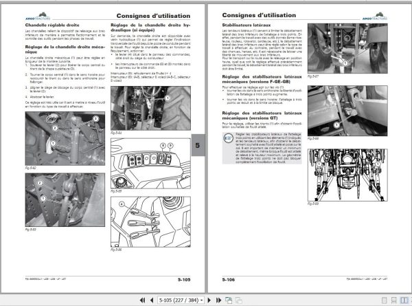 Landini Tractor Rex 4 080 GE to Rex 4 120 GT Operation and Maintenance Manual 6695503A1 FR 2