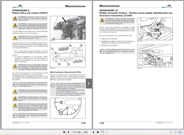Landini Tractor Rex 4 080 V to Rex 4 120 GT Operation and Maintenance Manual 6684993A2 IT 2