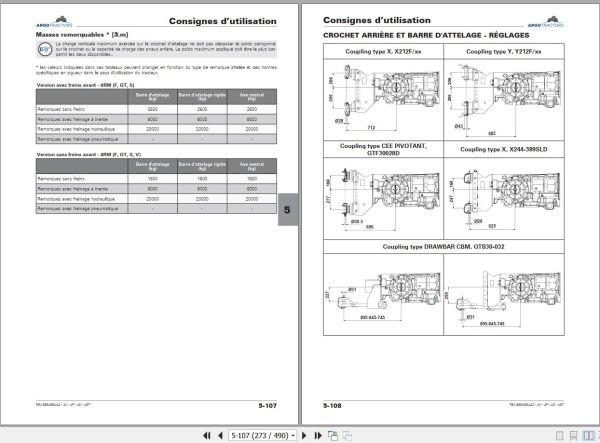 Landini Tractor Rex 4 080 V to Rex 4 120 GT Operation and Maintenance Manual 6684994A2 FR 2