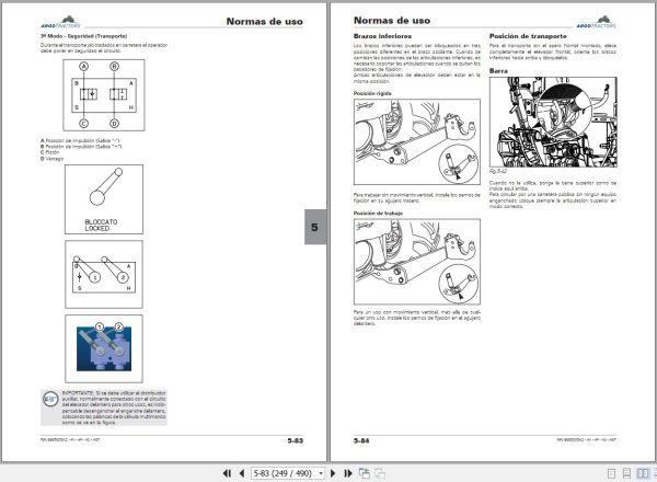Landini Tractor Rex 4 080 V to Rex 4 120 GT Operation and Maintenance Manual 6685005A2 ES 2