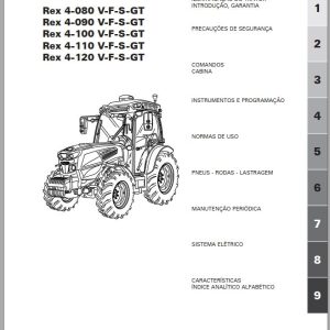 Landini Tractor Rex 4 080 V to Rex 4 120 GT Operation and Maintenance Manual 6685014A2 PT 1