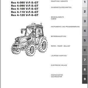 Landini Tractor Rex 4 080 V to Rex 4 120 GT Operator Maintenance Manual 6685007A2 DE 1