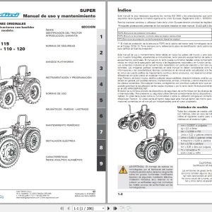Landini Tractor SUPER 85 to SUPER 120 Operation and Maintenance Manual 6720158A1 ES 1