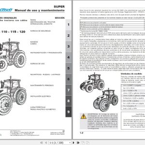 Landini Tractor Super 90 100 110 115 120 Operation and Maintenance Manual 6720177A1 ES 1