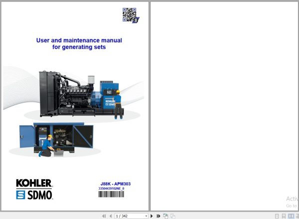 SDMO Generators J88K User and Maintenance Manual 33504439102NE 0 1
