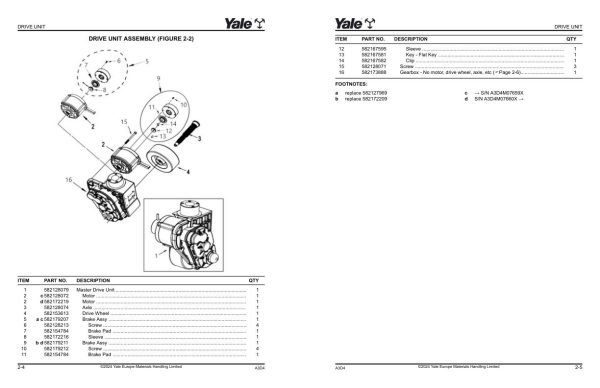 Yale Forklift A3D4E MPC15 Parts Manual 550241462 04 2024 1