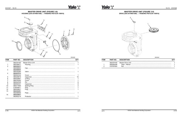 Yale Forklift A474 A497 E826 SS030BF FS030BF OS030BF Parts Manual 550032957 02 2024 1