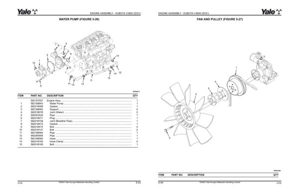 Yale Forklift A7S6E GP40UX GP45UX GP50UX GP50UXS6 Parts Manual 550253251 04 2024 1