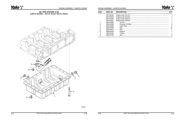 Yale Forklift A7T0E GP50UX6 GP60UX6 GP70UX6 Parts Manual 550253259 04 2024 1