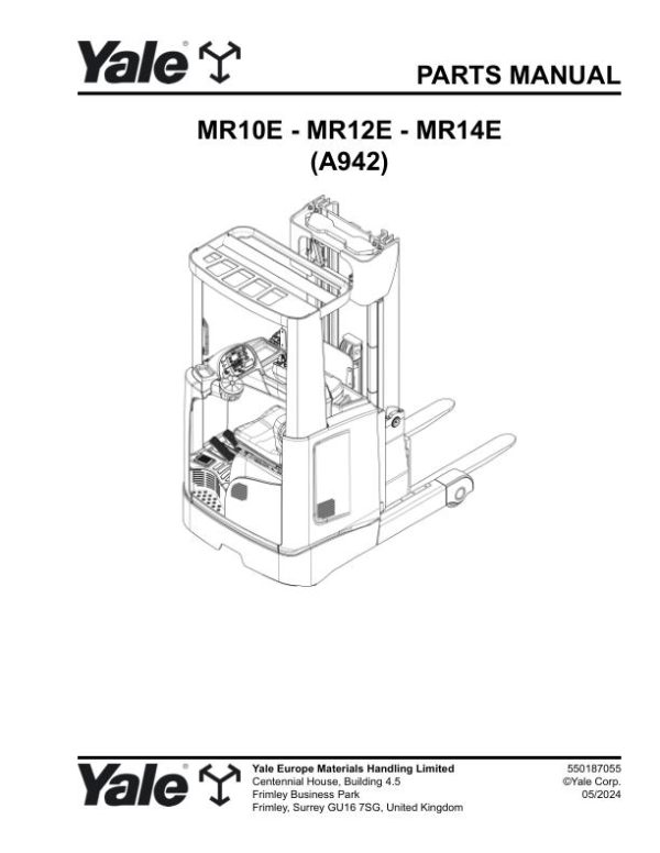 Yale Forklift A942E MR10E MR12E MR14E Parts Manual 550187055 05 2024