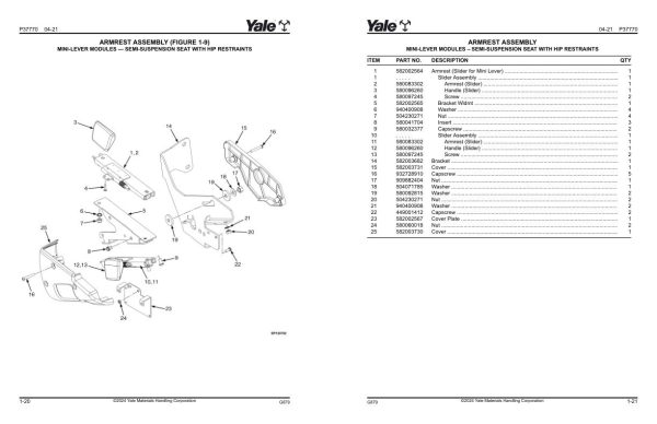 Yale Forklift G879 GC135VX GC155VX Parts Manual 550256270 02 2024 1