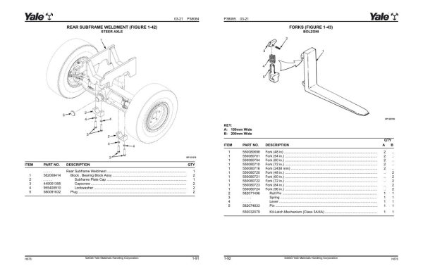 Yale Forklift H878 GP135VX GLP135VX GDP135VX GP155VX GP155SVX GP170SVX Parts Manual 550256260 02 2024 1