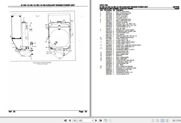 AGCO Allis Auxiliary Engine Power Unit G 138 G 149 G 160 Parts Catalog 9001563B 2