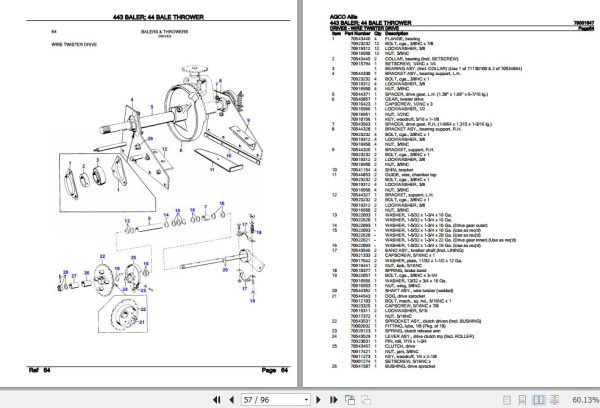 AGCO Allis Baler 443 Bale Thrower 44 Parts Catalog 79001647 3