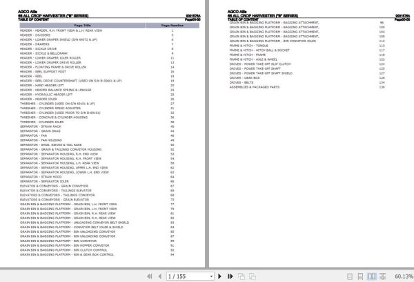 AGCO Allis Crop Harvester 66 Parts Catalog 9001576A 1