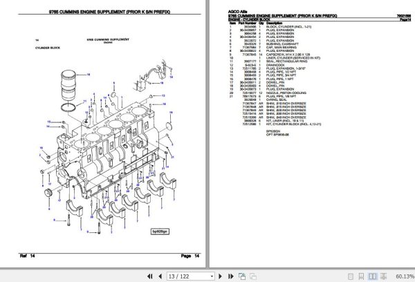 AGCO Allis Cummins Engine Supplement 9765 Parts Catalog 79021598 2