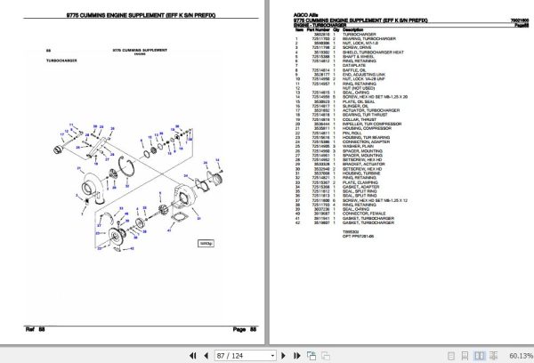 AGCO Allis Cummins Engine Supplement 9775 Parts Catalog 79021600 2