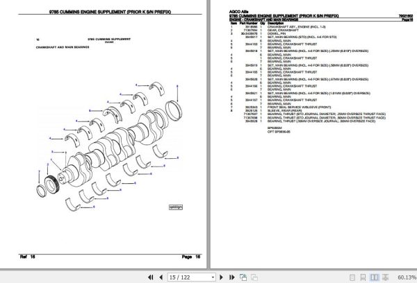 AGCO Allis Cummins Engine Supplement 9785 Parts Catalog 79021602 2