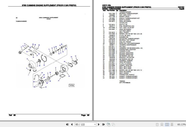 AGCO Allis Cummins Engine Supplement 9785 Parts Catalog 79021602 3