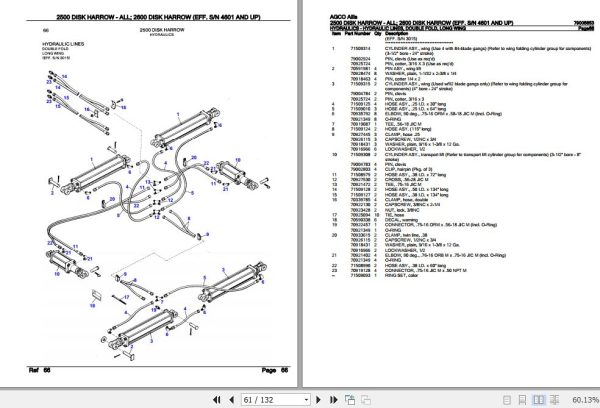 AGCO Allis Disk Harrow 2500 2600 Parts Catalog 79005653 2