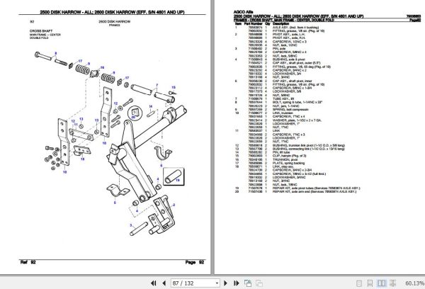 AGCO Allis Disk Harrow 2500 2600 Parts Catalog 79005653 3