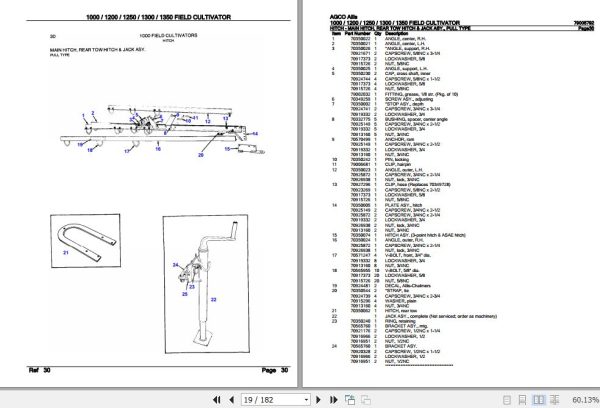 AGCO Allis Field Cultivator 1000 1200 1250 1300 1350 Parts Catalog 79005792 2