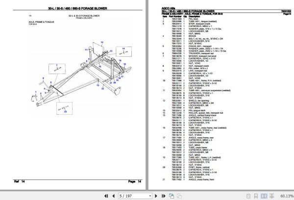 AGCO Allis Forage Blower 30 L 30 S 480 660 S Parts Catalog 79001532 2