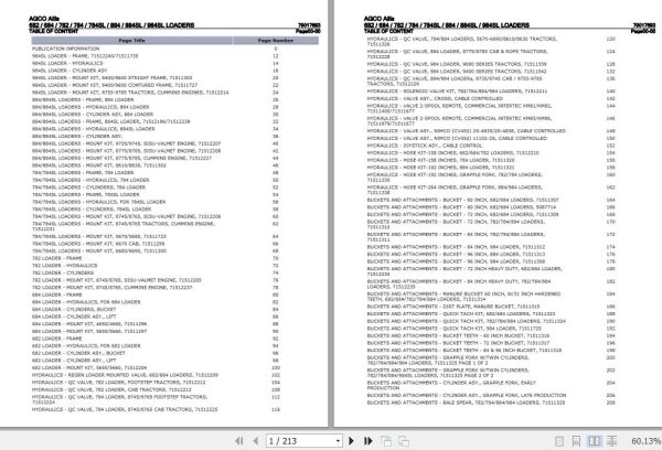 AGCO Allis Loaders 682 684 782 784 784SL 884 884SL 984SL Parts Catalog 79017693 1