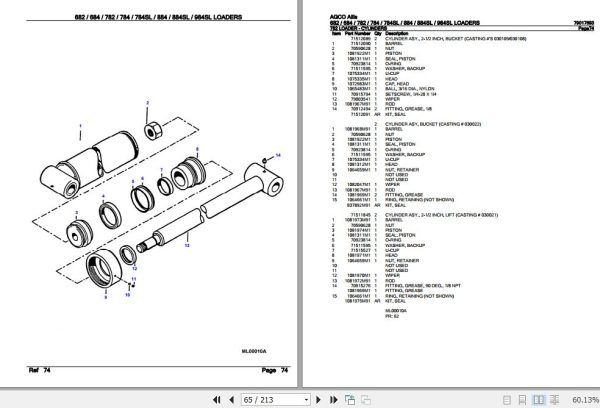 AGCO Allis Loaders 682 684 782 784 784SL 884 884SL 984SL Parts Catalog 79017693 3