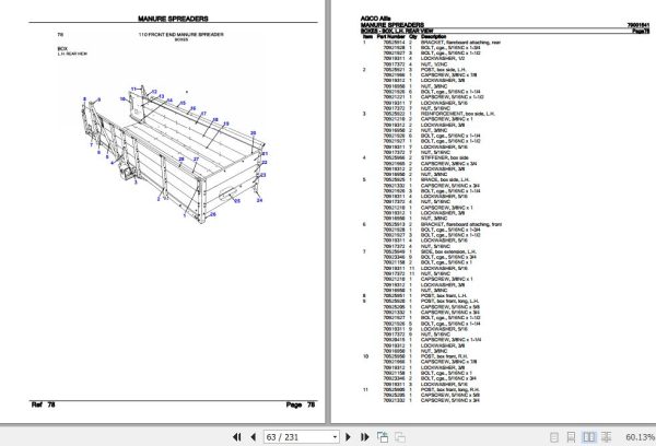 AGCO Allis Manure Spreaders Parts Catalog 79001541 3