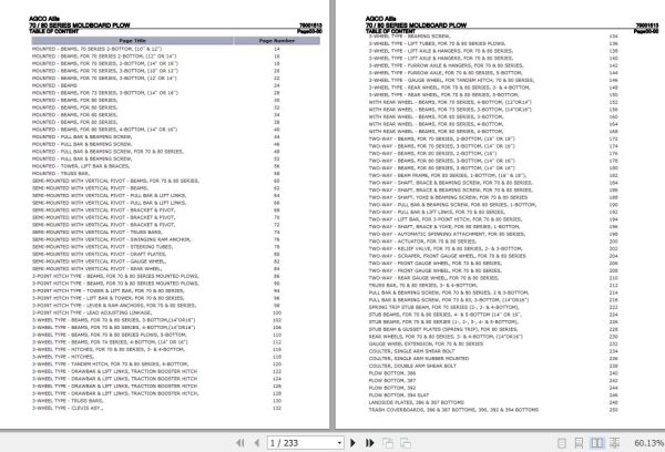 AGCO Allis Moldboard Plow 70 Series 80 Series Parts Catalog 79001513 1