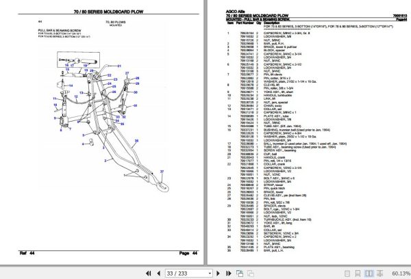 AGCO Allis Moldboard Plow 70 Series 80 Series Parts Catalog 79001513 3