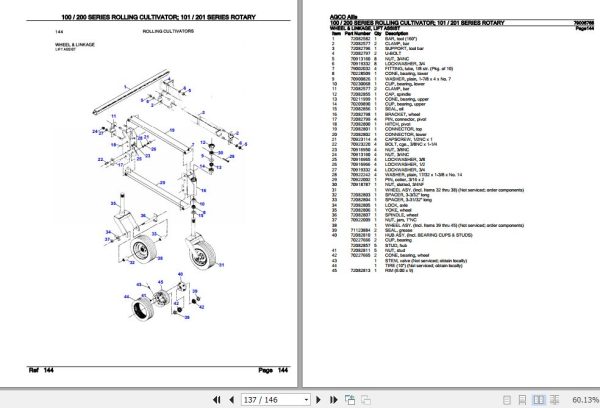 AGCO Allis Rolling Cultivator 100 200 Series Rotary 101 201 Series Parts Catalog 79006768 1