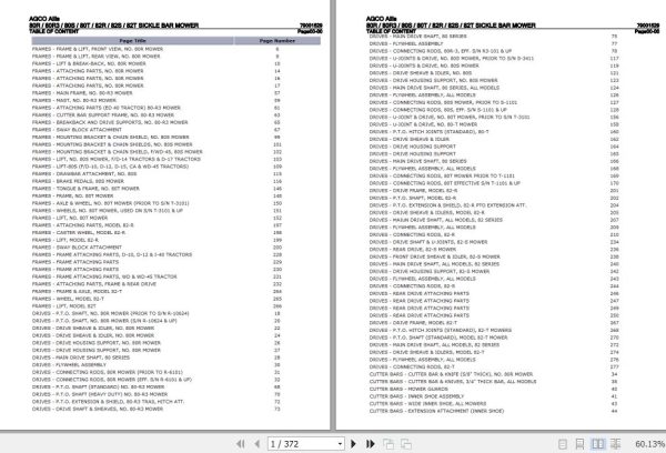 AGCO Allis Sickle Bar Mower 80R 80R3 80S 80T 82R 82S 82T Parts Catalog 79001529 1