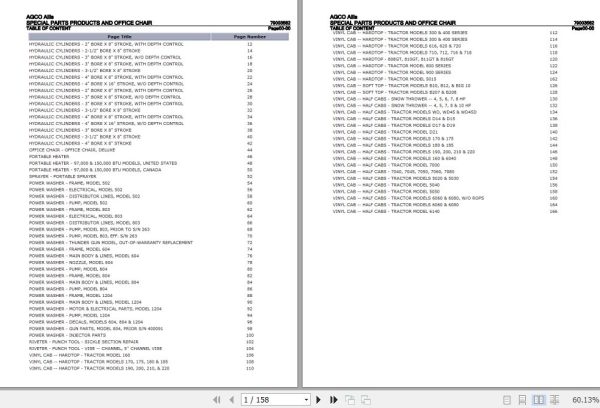 AGCO Allis Special Parts Products And Office Chair Parts Catalog 79003562 1