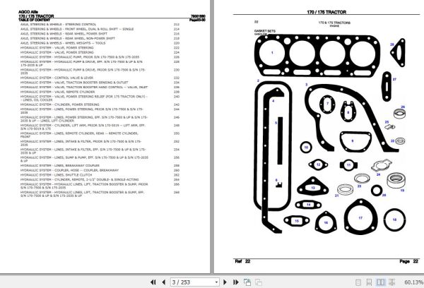 AGCO Allis Tractor 170 175 Parts Catalog 79001560 2