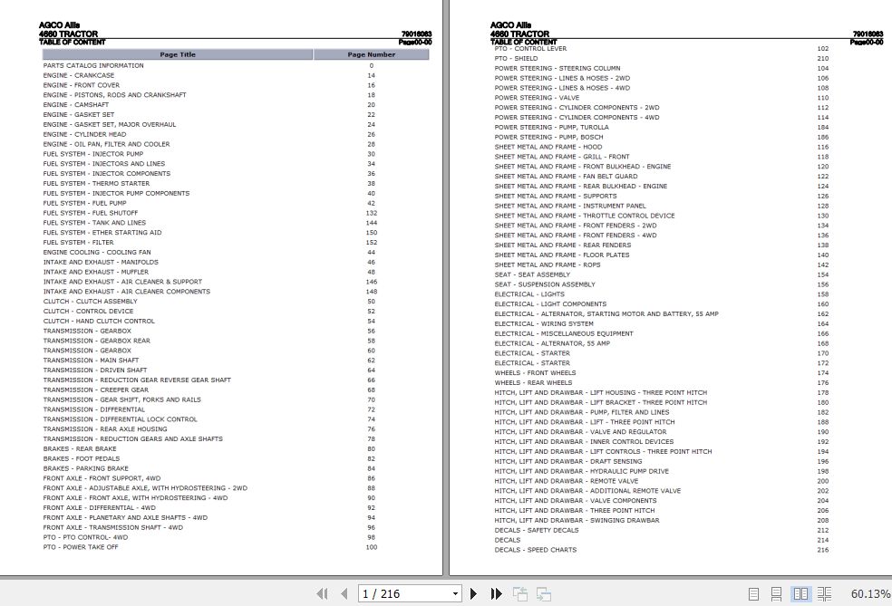 AGCO Allis Tractor 4660 Parts Catalog 79016063 1