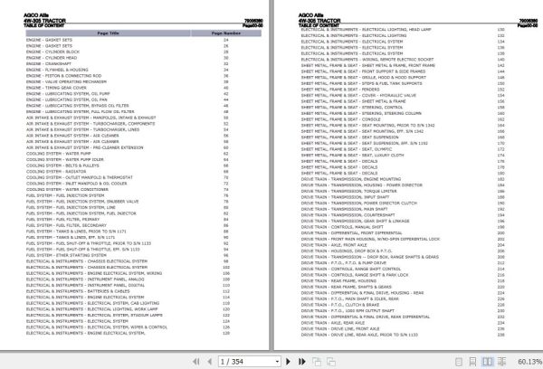 AGCO Allis Tractor 4W 305 Parts Catalog 79006380 1