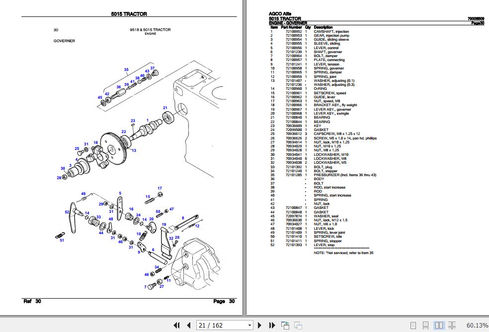 AGCO Allis Tractor 5015 Parts Catalog 79006509