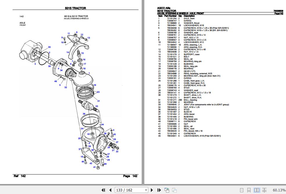 AGCO Allis Tractor 5015 Parts Catalog 79006509