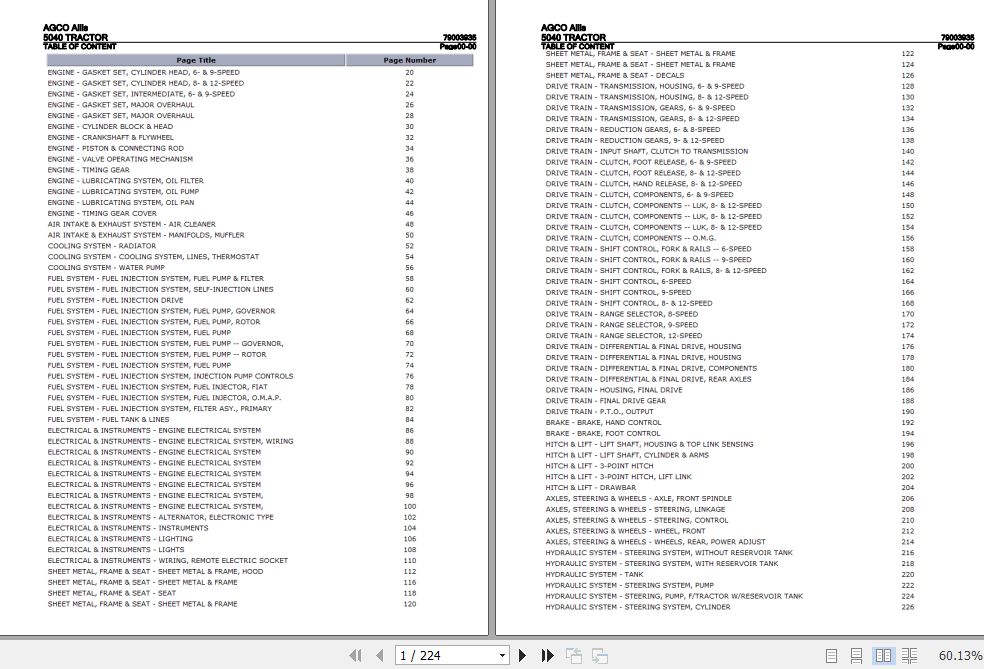AGCO Allis Tractor 5040 Parts Catalog 79003935 1